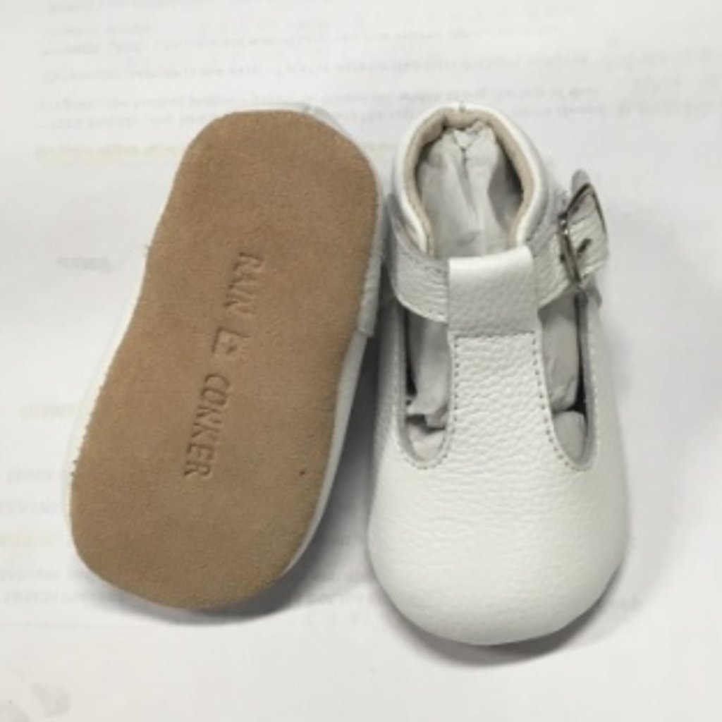 Rain+Conker Rain+Conker White Moccasins Leather T-bar -Premium Leather-3-6 months (10.5cm)