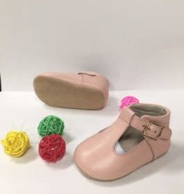 Rain+Conker Rain+Conker  Baby Pink  Leather T- Bar Moccasins-Premium Leather -3-6 months(11cm)