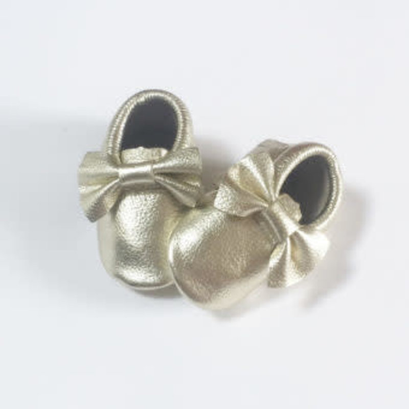 Rain+Conker Rain+Conker Gold Bow Moccasains Premium Leather- 3-6 months