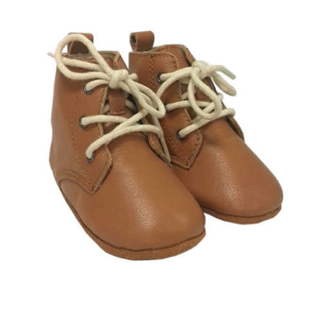 Rain+Conker Rain+Conker Vintage Tan Leather Boot Moccasins-Premium Leather-12-18 months(13cm)