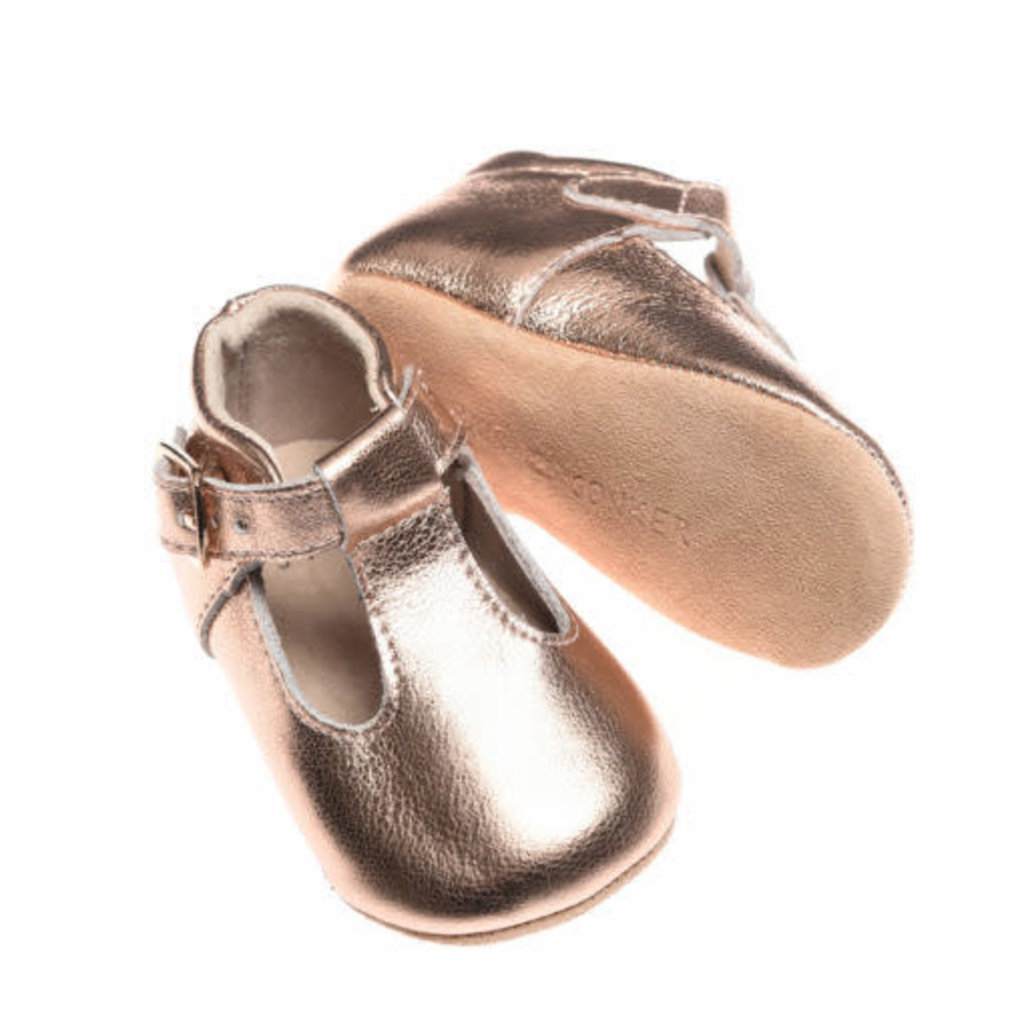 Rain+Conker Rain+Conker Rose Gold Leather T-bar - Soft Sole - 3-6 months (10.5cm)