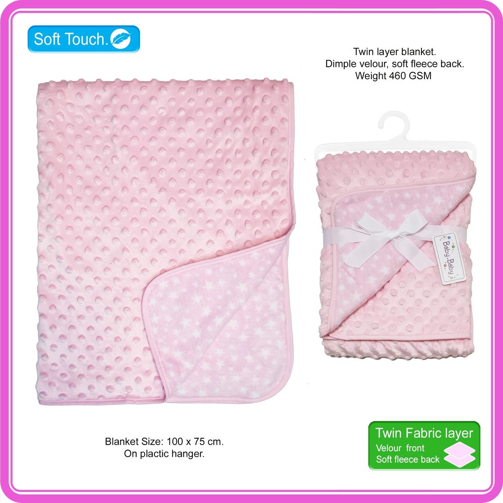 Twin Layer Dimple And Star Fleece -Pink