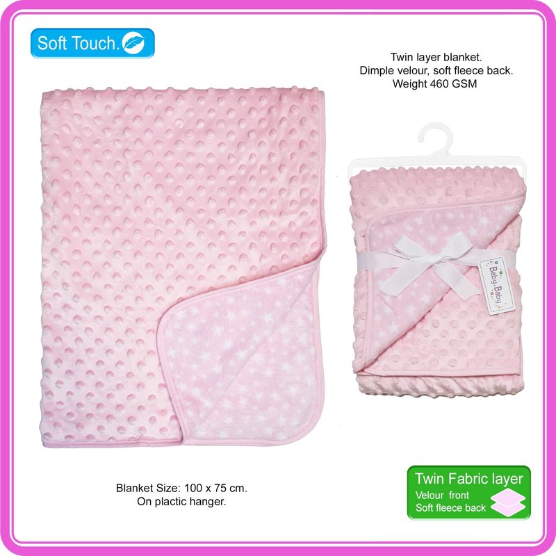Twin Layer Dimple And Star Fleece -Pink