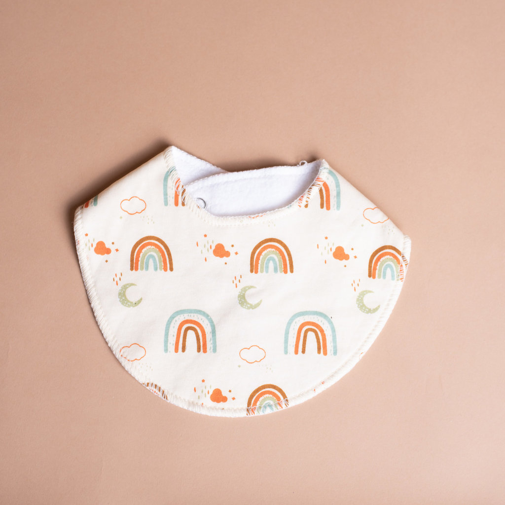 Rain+Conker Rain+Conker Earthy Rainbow and Moon Round Bib