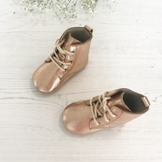 Rain+Conker Rain+Conker Rose Gold Boot Moccasins-Premium Leather- 3-6 months (11cm)