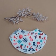 Rain+Conker Rain+Conker White Christmas Pom Round Bib