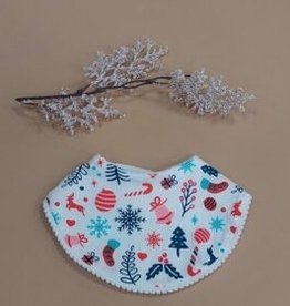 Rain+Conker Rain+Conker White Christmas Pom Round Bib