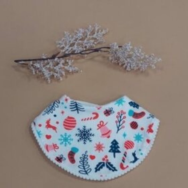 Rain+Conker Rain+Conker White Christmas Pom Round Bib