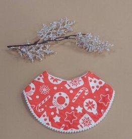 Rain+Conker Rain+Conker Red Christmas Pom Round Bib