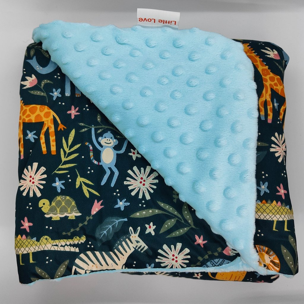 Little Love Little Love Blue Safari 5 point Travel Blanket