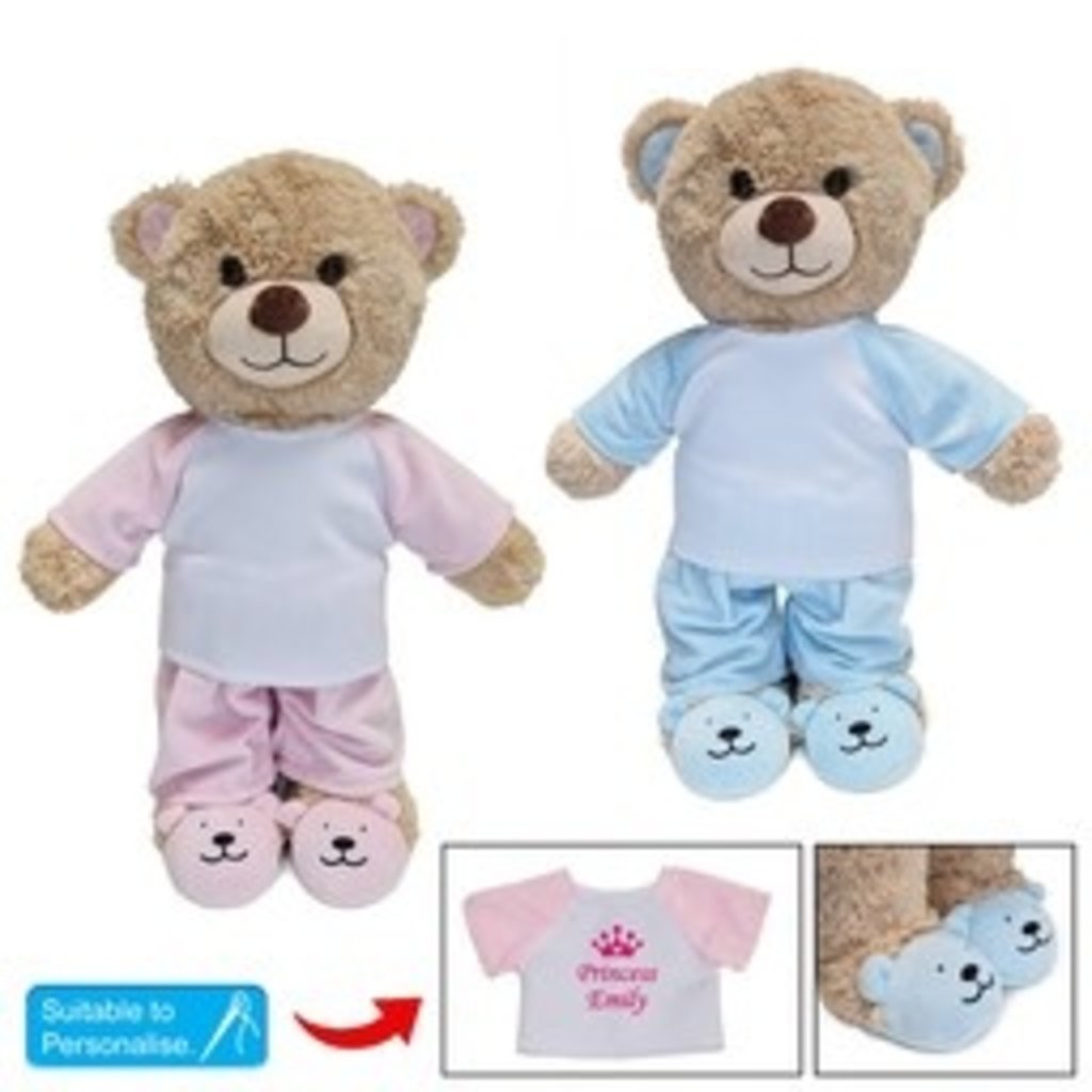 Baby Bow Slippers Teddy Bear with Pajama Set Pink