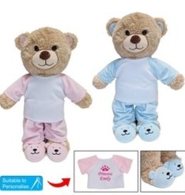 Baby Bow Slippers Teddy Bear with Pajama Set Pink