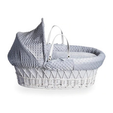 Cuddles White Wicker Grey Dimples Moses Basket