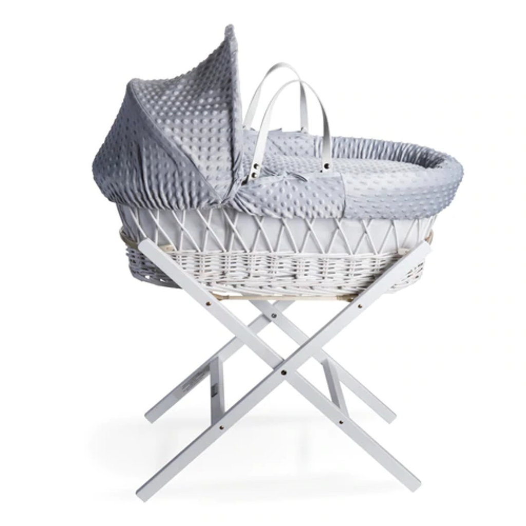 Cuddles White Wicker Grey Dimples Moses Basket