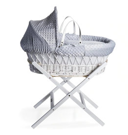 Cuddles White Wicker Grey Dimples Moses Basket