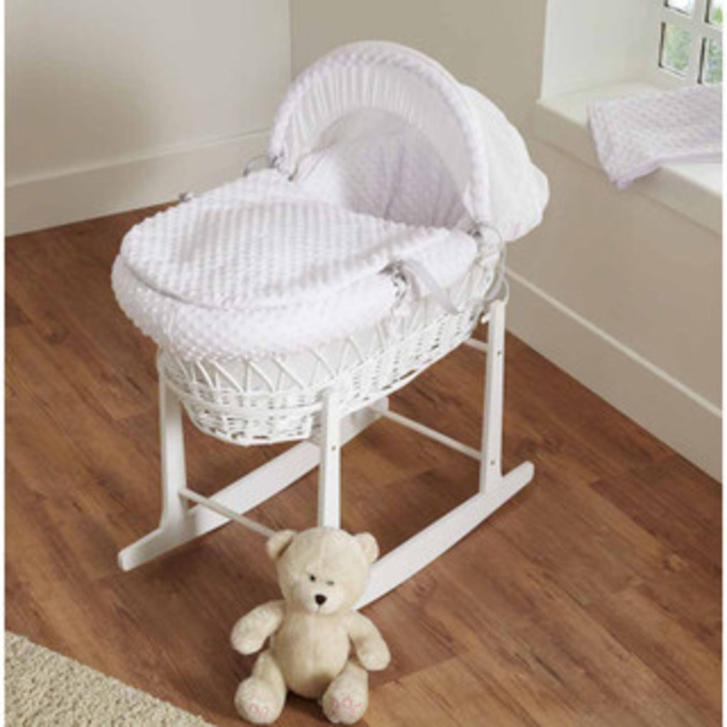 Cuddles White Wicker White Dimples Moses Basket
