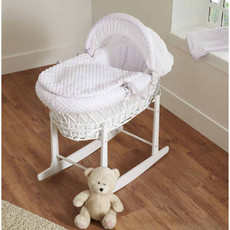 Cuddles White Wicker White Dimples Moses Basket