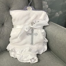 White Baby Shawl Satin Trim