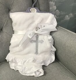 White Baby Shawl Satin Trim