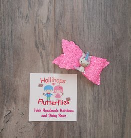 Hollihops&Flutterflies Sara Unicorn Pink Glitter Bow Clip