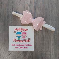 Hollihops&Flutterflies Double Abi Pink Glitter Bow Headband