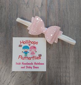 Hollihops&Flutterflies Double Abi Pink Glitter Bow Headband