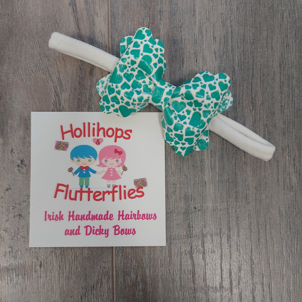 Hollihops&Flutterflies Green Heart Pinch Dainty Headband