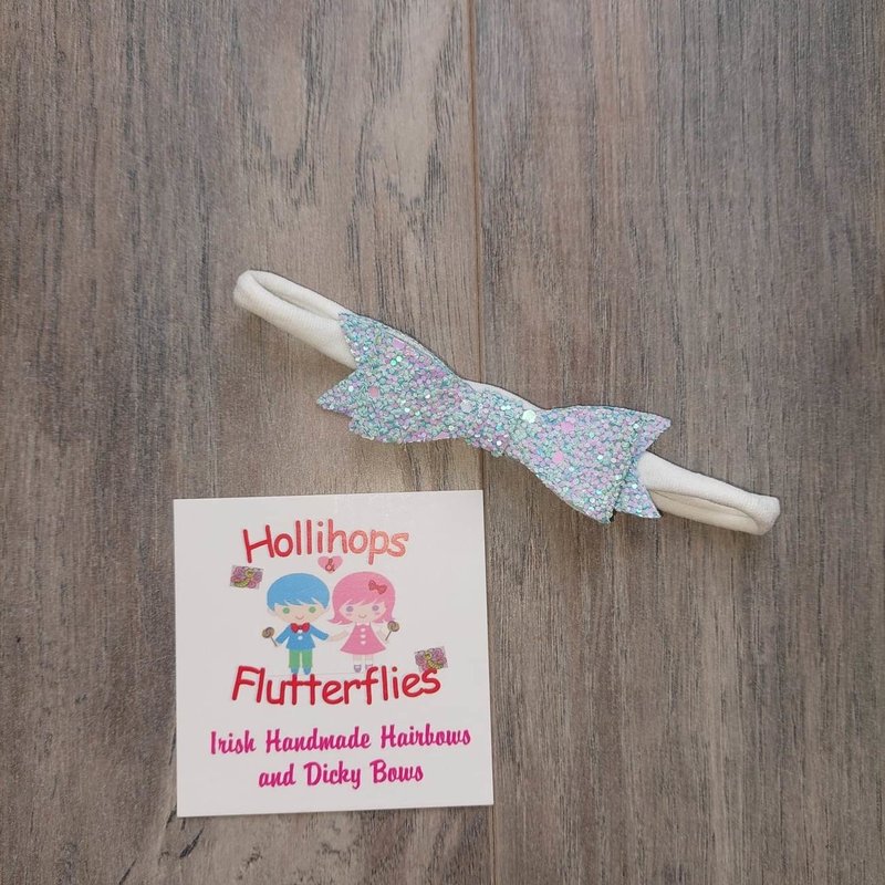 Hollihops&Flutterflies Tiny Blue Glitter Bow Headband