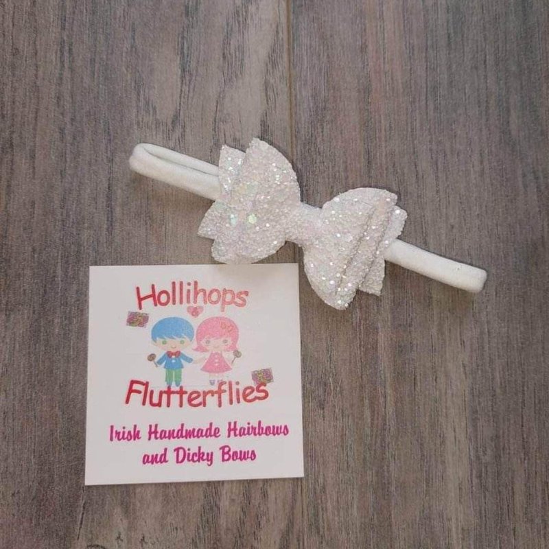 Hollihops&Flutterflies Double Small Chloe Glitter White Headband