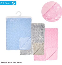 Baby Bow Rosette Style Fur Baby  Blanket- Pink