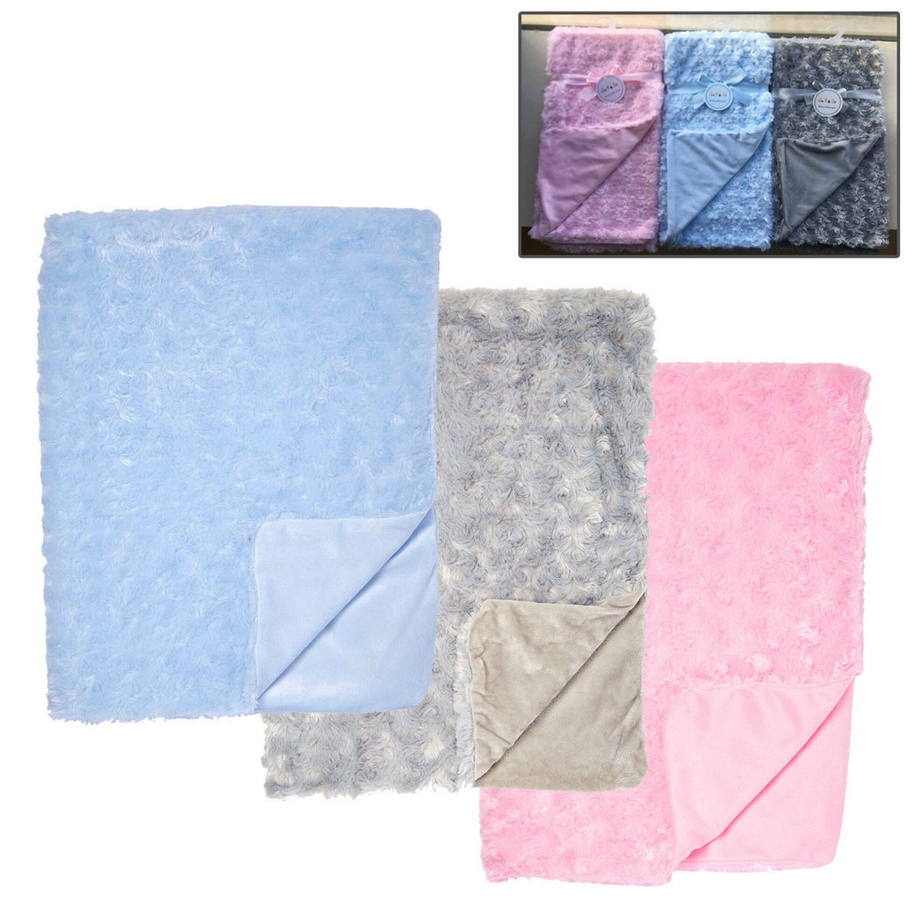 Baby Bow Rosette Style Fur Baby  Blanket-Pink