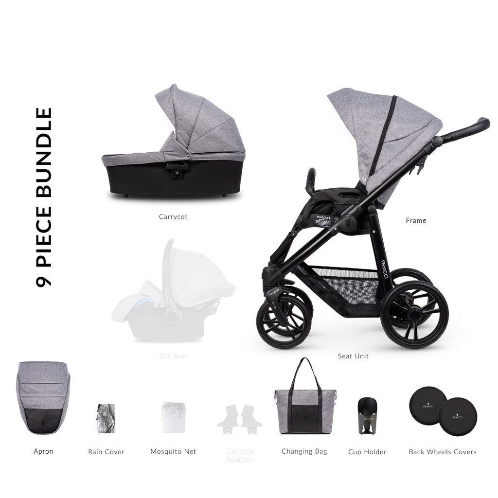 Venicci Venicci Genesis 2 in 1 Light Grey w Black Chassis