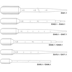 Disposable pasteur pipettes, graduated