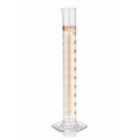 Class A measuring cylinders, amber markings