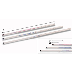 Precision straight stem thermometers with special filling