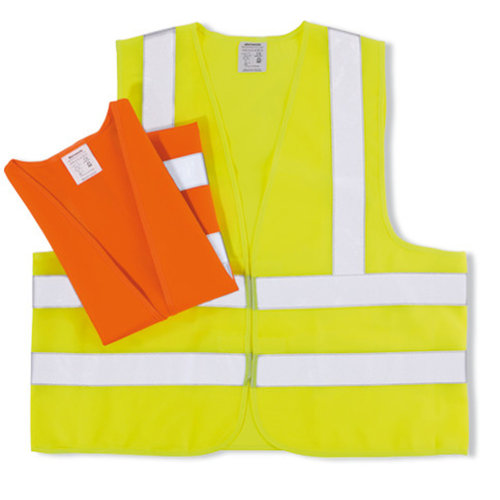 Safety vest two reflective strips and strips over the shoulders