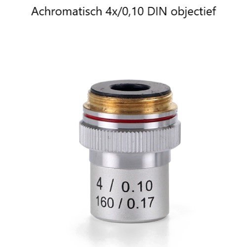 Achromatic 4x / 0.10 DIN objective. Parafocal 45 mm