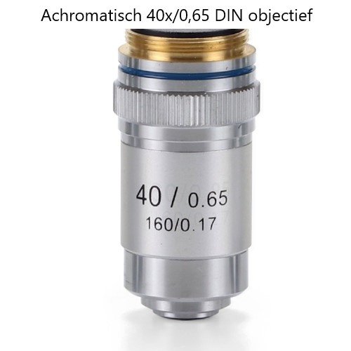 Achromatic 40x / 0.65 DIN objective. Parafocal 45 mm