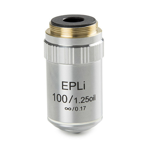 E-plan EPLi S100x / 1.25 oil immersion infinitely corrected IOS objective. Working distance 0.36 mm