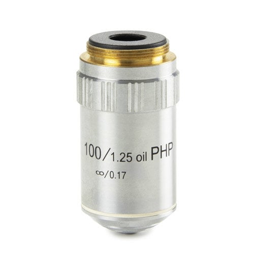 E-Plan phase EPLPHi S100x / 1.25 oil immersion infinitely corrected IOS objective. Working distance 0.36 mm