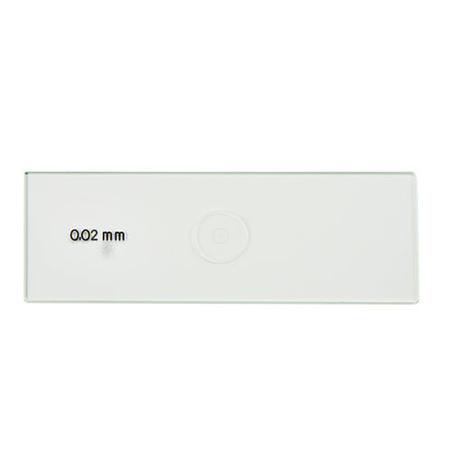 Portaobjetos micrométrico 76 x 26 mm, 2 mm dividido en 200 partes, 10 µm por división