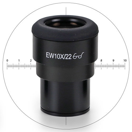 EWF 10x/22 mm oculair met 10/100 micrometer en kruisdraad, Ø 30 mm tubus