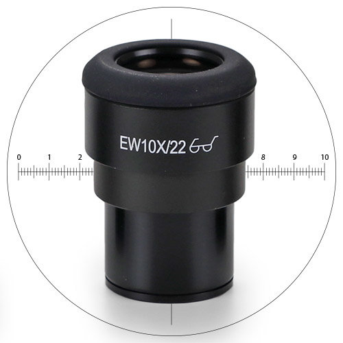 Oculare EWF 10x / 22 mm con 10/100 micrometri e croce, tubo Ø 30 mm