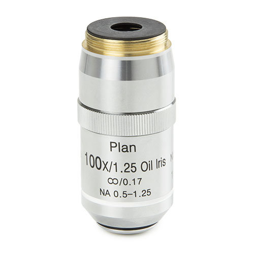 Objetivo con corrección infinita Plan PLi S100x / 1,25 con diafragma de iris incorporado, distancia de trabajo 0,2 mm