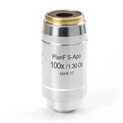 Plan semi-apocromático Fluarex PLFi APO S100x / 1.25 objetivo corregido al infinito, distancia de trabajo 0.15 mm