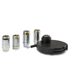 kit de contraste de phase avec objectifs à huile 10/20 / S40 et S100x, livré avec condenseur à contraste de phase et disque rotatif avec anneaux de contraste de phase et télescope de centrage