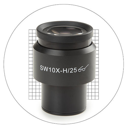 Super wide field SWF 10x/25 mm eyepiece with 20 x 20 square grid reticle. For Ø 30 mm tube