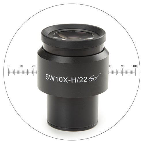 Ocular súper gran angular SWF 10x / 22 mm con 10/100 micrómetros, tubo de Ø 30 mm
