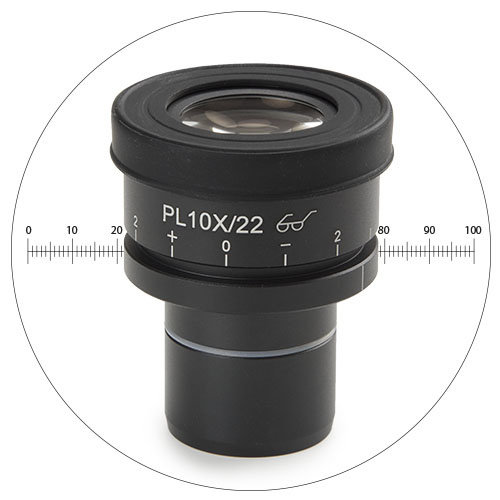 HWF 10x / 22 eyepiece with 10mm / 100 micrometer scale