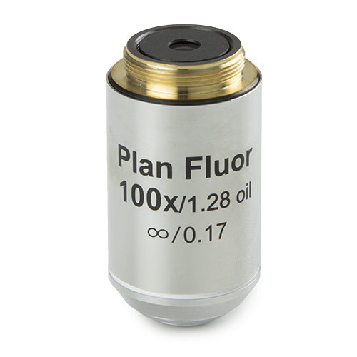 Plan semi apochromatisch Fluarex PLF S100x / 1,28 olie-immersie IOS objectief. Werkafstand 0,21 mm